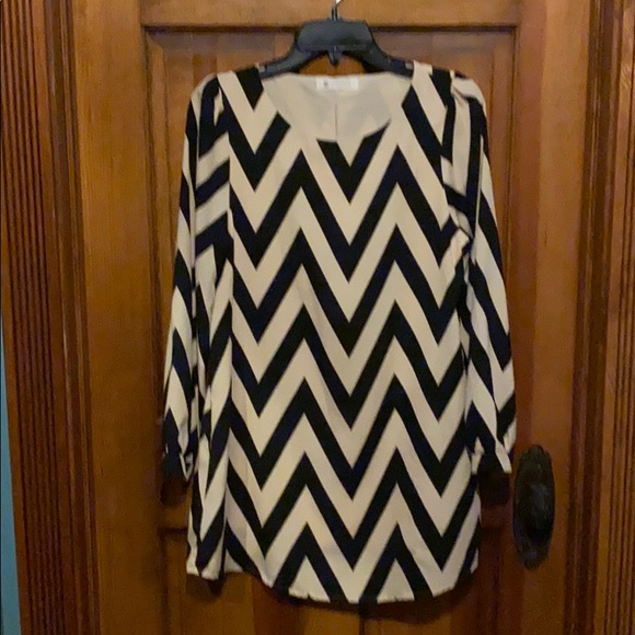 Cream and black striped dress - Picture 1 of 9